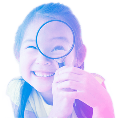 Girl with magnifying glass